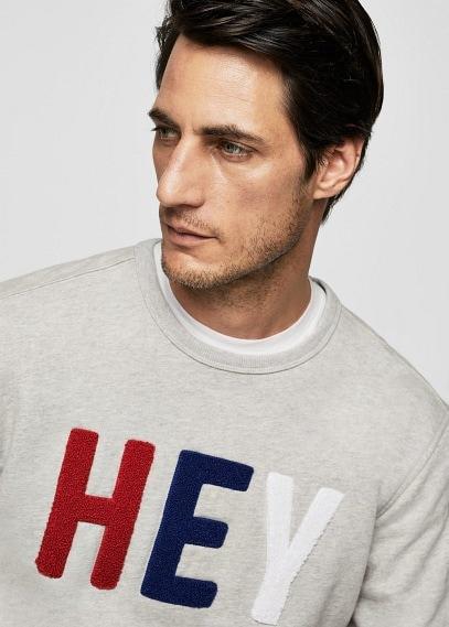 Mango Man Mango Man Embossed Embellishment Cotton Sweatshirt
