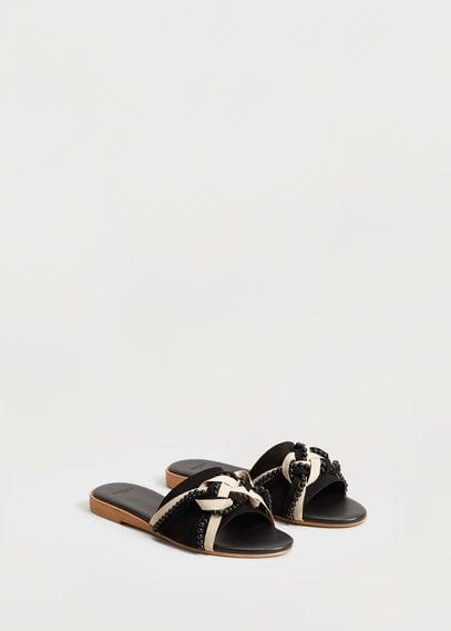 Violeta By Mango Violeta By Mango Metal-bead Leather Sandals
