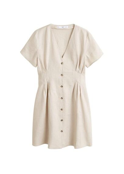 Mango Mango Pleats Detail Linen-blend Dress