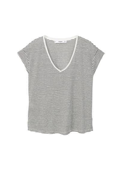 Mango Mango Striped Linen T-shirt