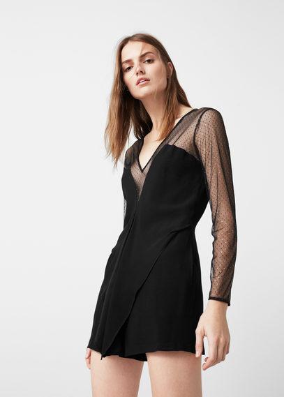 Mango Mango Tulle Panel Jumpsuit