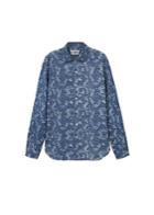 Mango Man Mango Man Slim-fit Leaf-print Linen Shirt