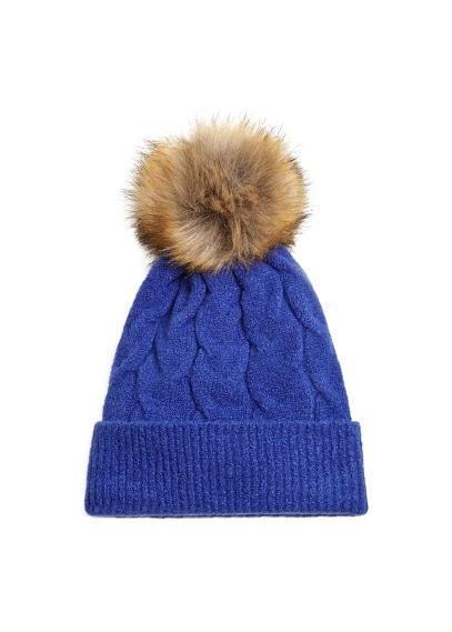 Mango Mango Pom Pom Faux Fur Beanie