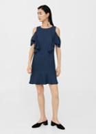 Mango Mango Ruffles Cold-shoulder Dress