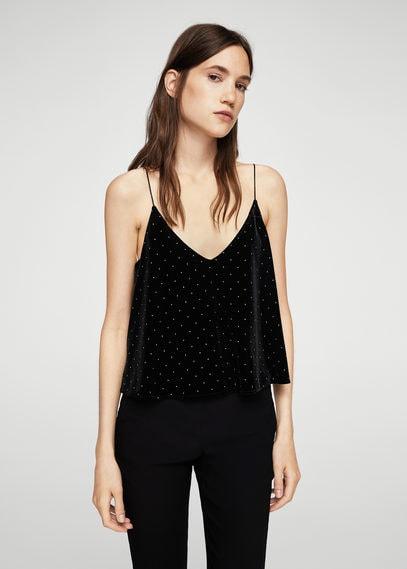 Mango Mango Bead Velvet Top