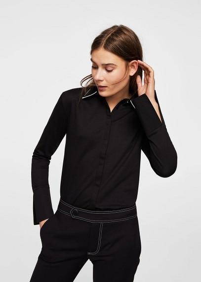 Mango Mango Contrast Collar Shirt