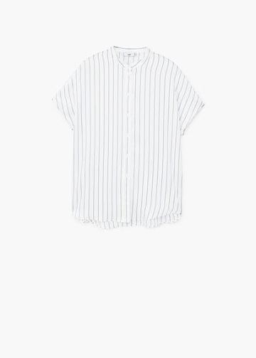 Mango Mango Striped Mao Collar Shirt