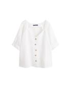 Violeta By Mango Violeta By Mango Button Linen-blend Blouse