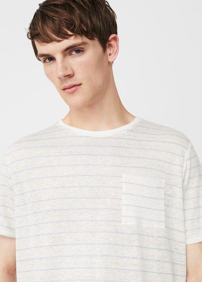 Mango Man Mango Man Striped Linen-blend T-shirt