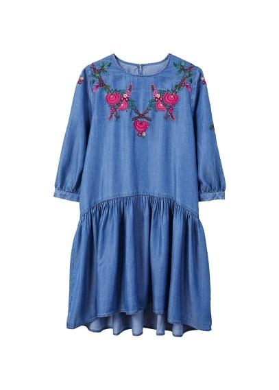 Mango Mango Embroidery Ruched Dress