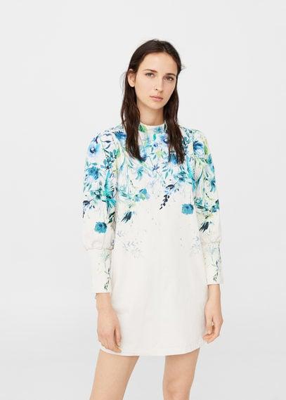 Mango Mango Floral Printed Denim Dress