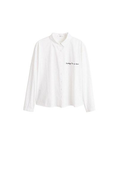 Mango Mango Embroidered Message Shirt