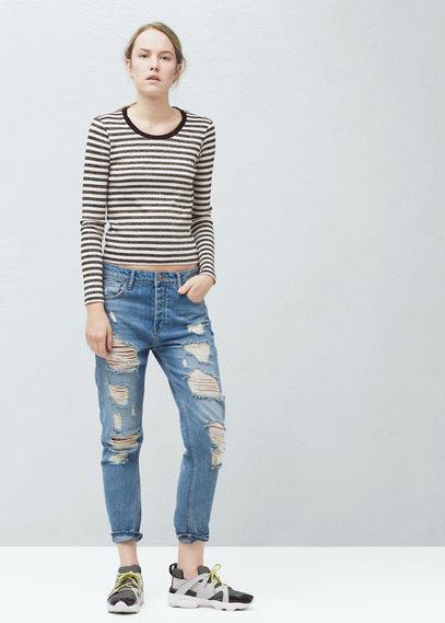 Mango Metallic Striped T Shirt