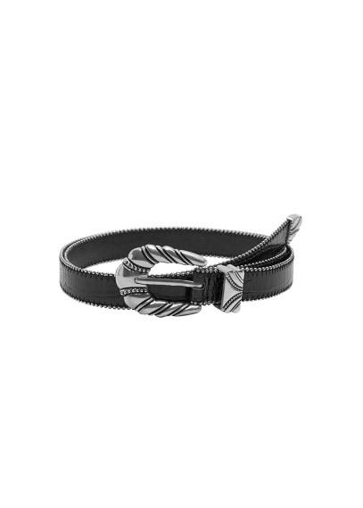 Mango Mango Embossed Buckle Croc-effect Belt