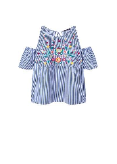 Violeta By Mango Violeta By Mango Cold Shoulder Embroidered Blouse