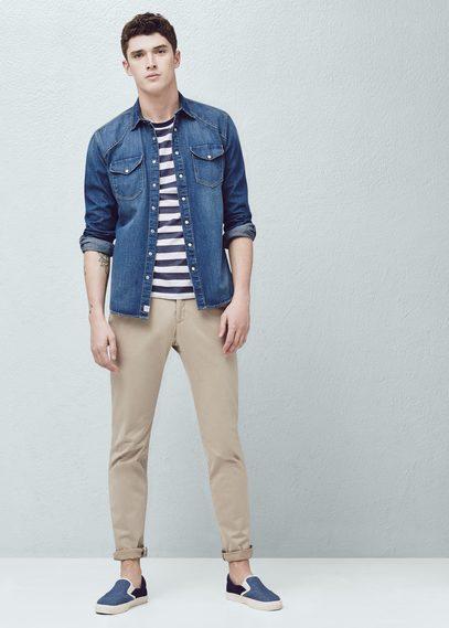 Mango Man Mango Man Slim-fit Dark Wash Denim Shirt