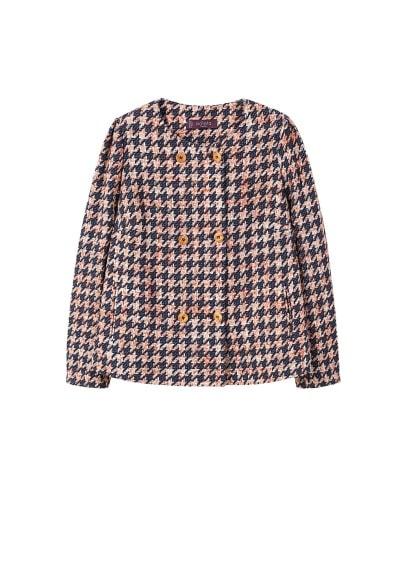 Violeta By Mango Violeta By Mango Houndstooth Linen-blend Jacket