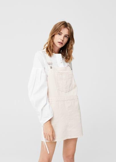Mango Mango Light Denim Pinafore Dress