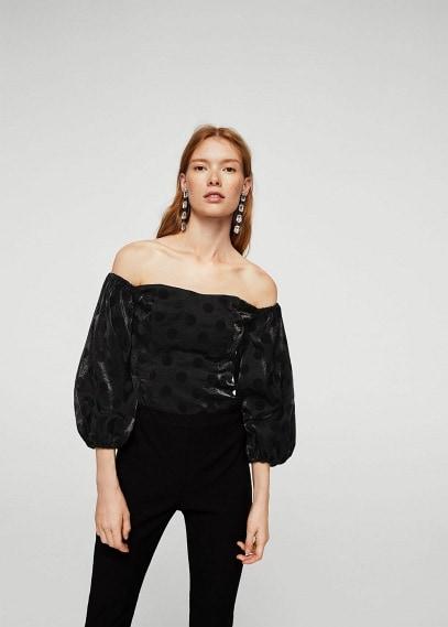 Mango Mango Polka-dot Velvet Blouse