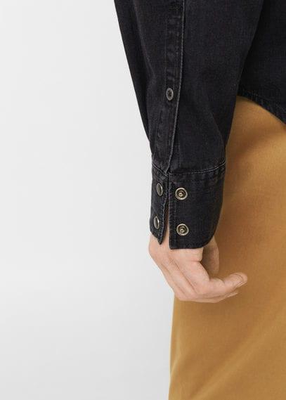 Mango Man Mango Man Slim-fit Dark Denim Shirt