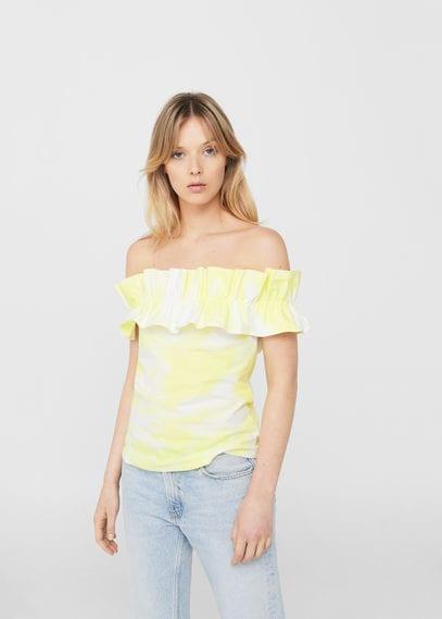 Mango Mango Ruffled Tie-dye Top