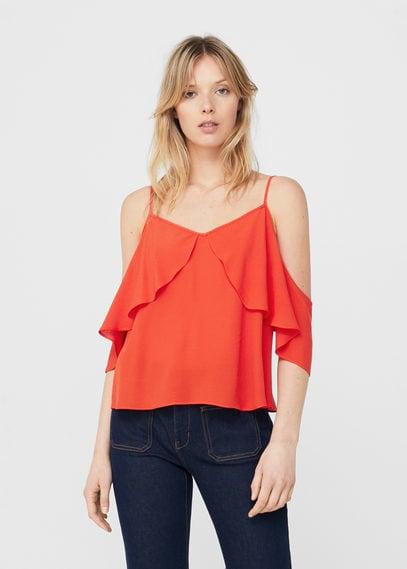 Mango Mango Ruffle Off-shoulder Top
