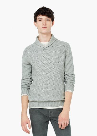 Mango Man Mango Man Shawl Collar Textured Sweater