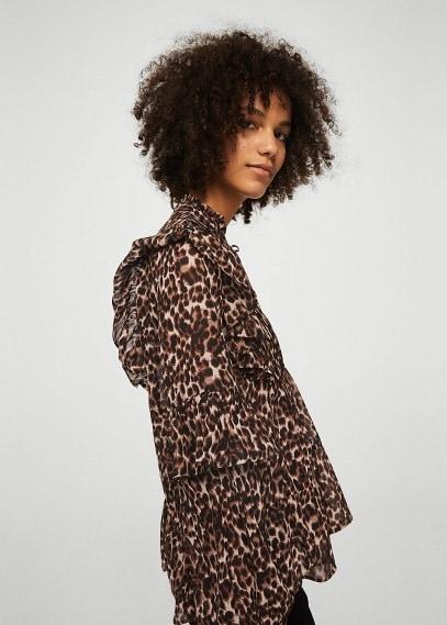 Mango Mango Ruffled Leopard Blouse