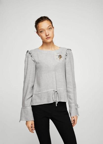 Mango Mango Crystal Detail Wool-blend Blouse