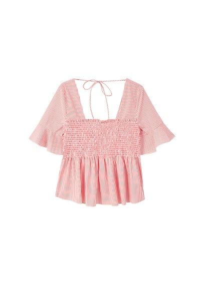 Mango Mango Ruched Detail Striped Blouse