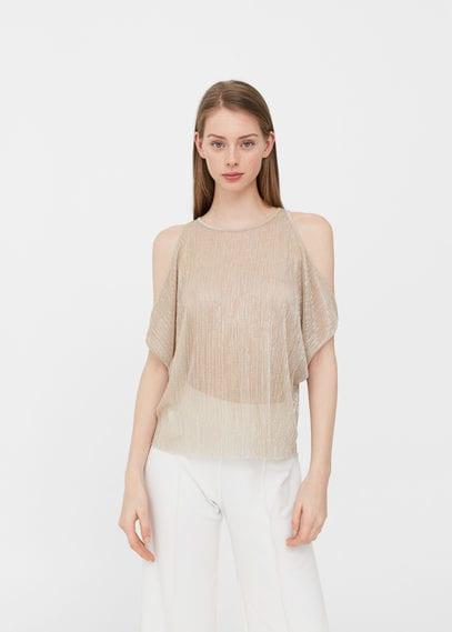 Mango Mango Off-shoulders Textured T-shirt