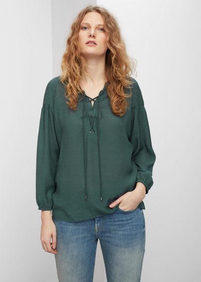 Violeta By Mango Violeta By Mango Drawstring Neck Blouse