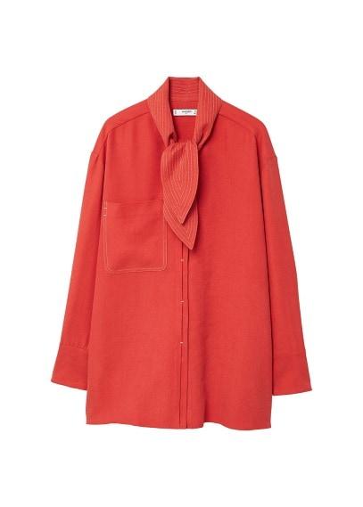 Mango Mango Contrast Seam Bow Blouse
