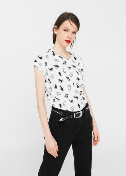 Mango Mango Printed Cotton-blend T-shirt
