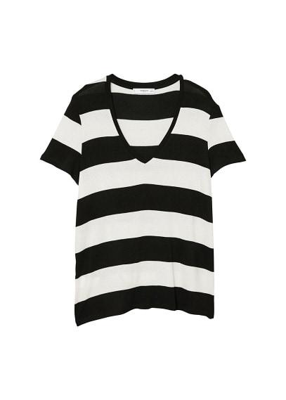 Mango Mango V-neck Striped T-shirt