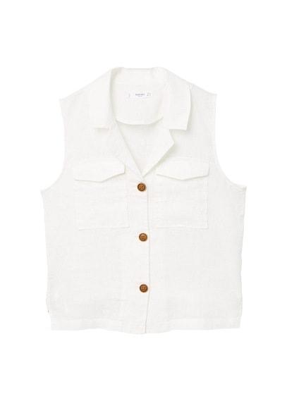 Mango Mango Button Linen-blend Blouse