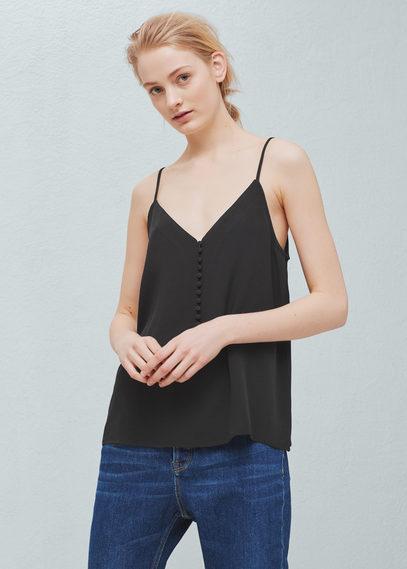Mango Mango Buttoned Flowy Top