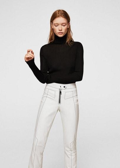 Mango Mango Contrast Seam Leather Trousers