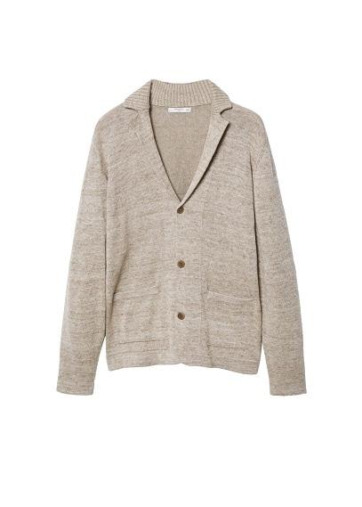 Mango Man Mango Man Flecked Cotton Linen Cardigan