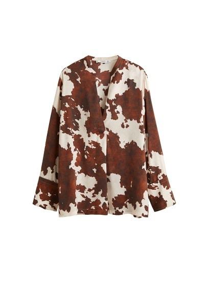 Mango Mango Cow Print Blouse