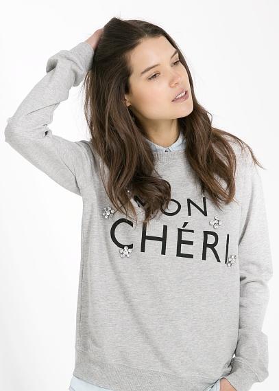 Mango Embellishment Text Sweatshirt