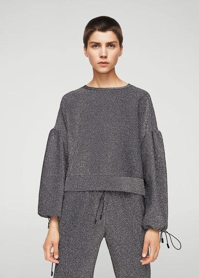 Mango Mango Glitter Puffed Sleeves Blouse