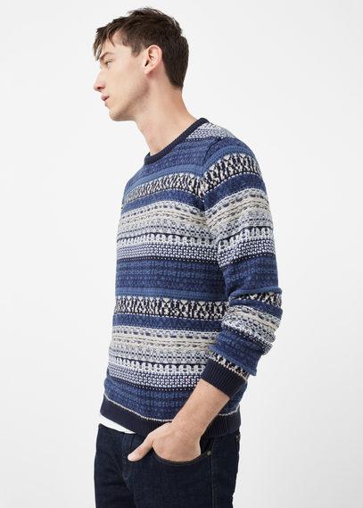 Mango Man Mango Man Fair Isle Cotton-blend Sweater