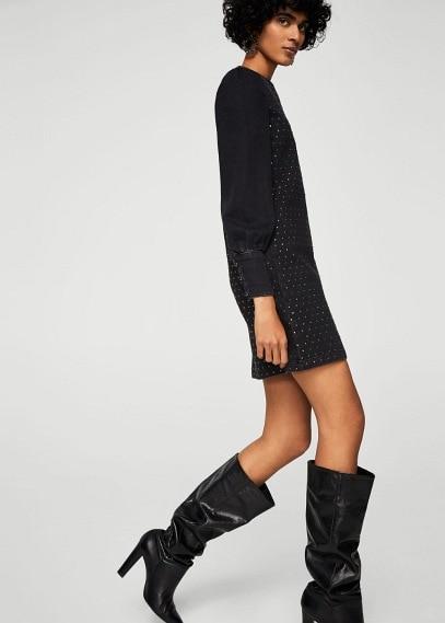 Mango Mango Rhinestone Denim Dress