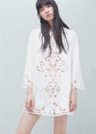 Mango Mango Embroidered Cotton Dress