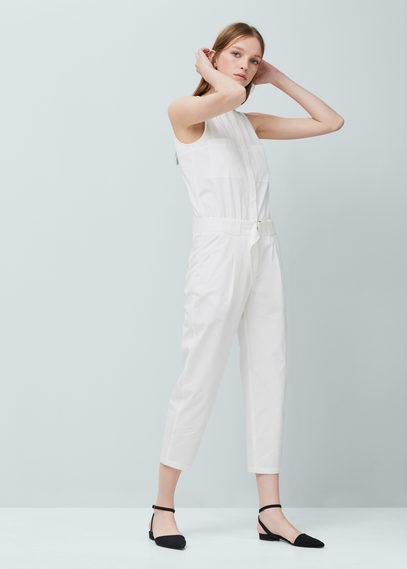 Mango Mango Cropped Poplin Jumpsuit
