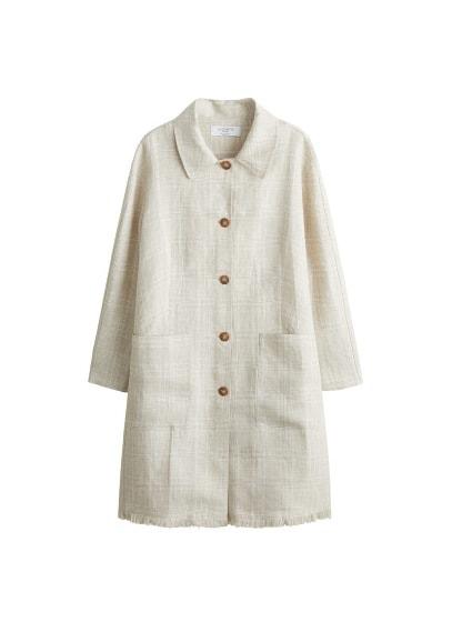 Violeta By Mango Violeta By Mango Checkered Linen Trench