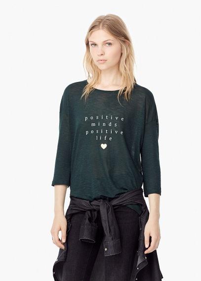 Mango Mango Printed Message T Shirt