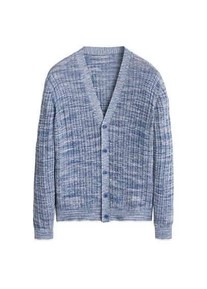 Mango Man Mango Man Flecked Knit Cotton Cardigan