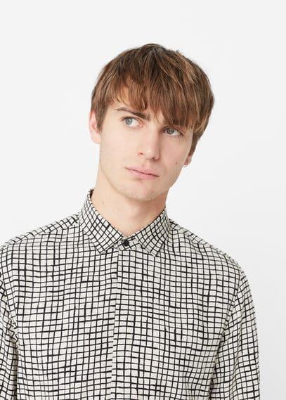 Mango Man Mango Man Regular-fit Square Print Shirt